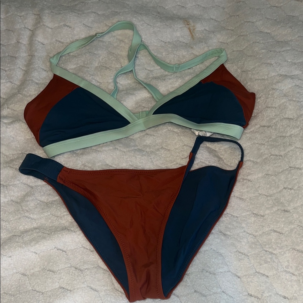 Prana Teal and Rust Bikini Set